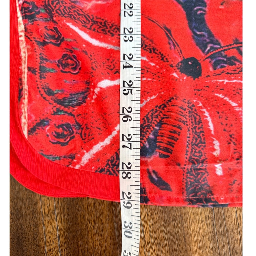 Soft Surroundings Red Floral Butterfly Tunic Top Frog Closure Womens Small 31281 - Picture 12 of 12
